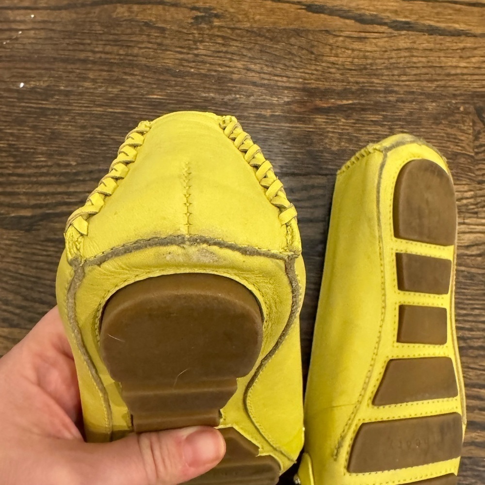 Theory Minerva Leather chartreuse Flats Moccasin Size 38.5 - Picture 7 of 11